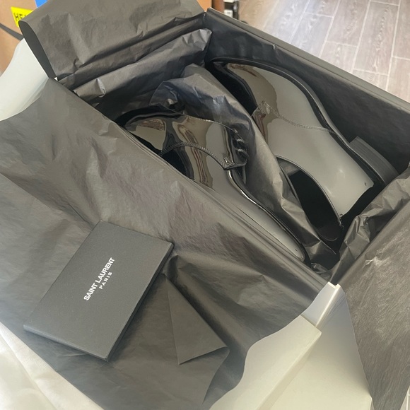 Authentic YSL Saint Laurent Patent leather Derby Dress shoes size 37 - Picture 13 of 13